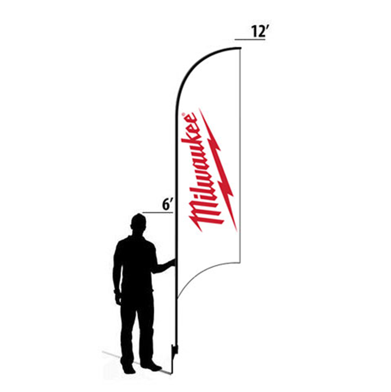 12' Milwaukee Logo white w/ red text AdverSail Flag