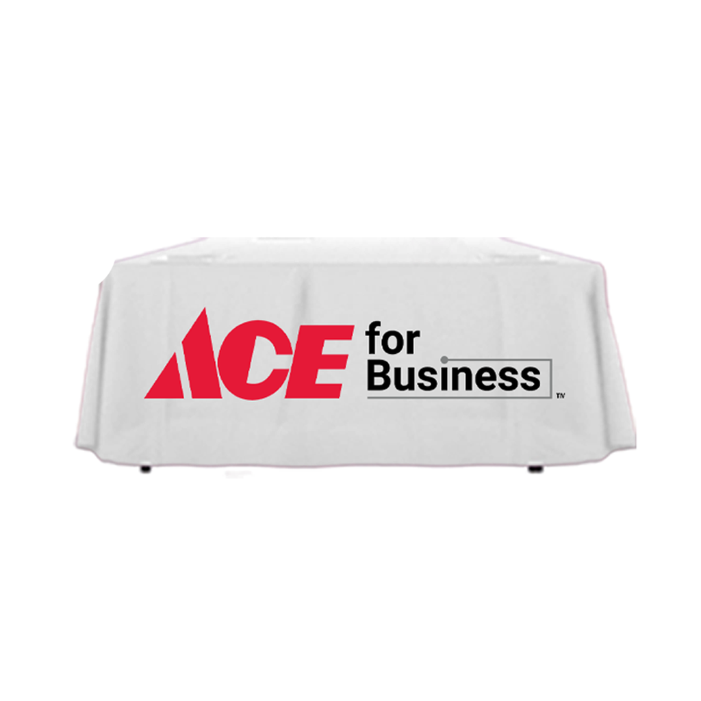 6' Ace Hardware White Ace For Business Tablecloth (draped)