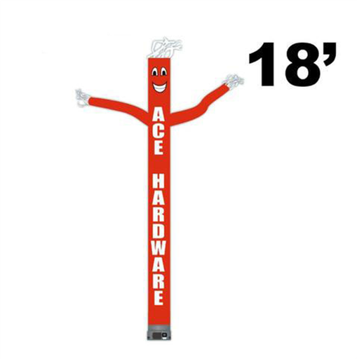 18' Ace Hardware Logo red with arms & face one-Legged Tube Dancer