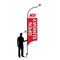 12' Ace Hardware Open Sunday AdverSail Flag